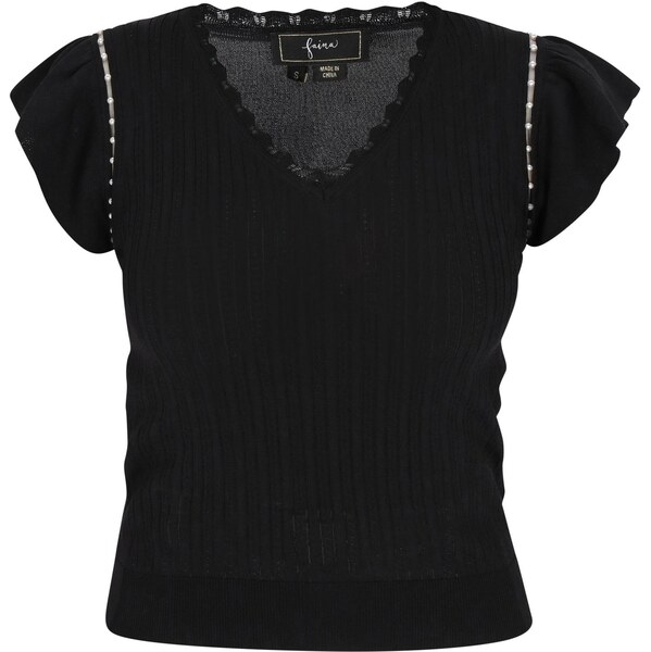 faina Top čierna / perlovo biela 65694065