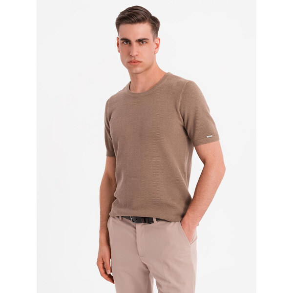 Ombre Mens fine-textured knit shirt - light brown 64793458