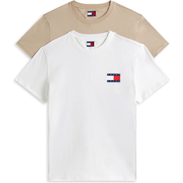 Tommy Jeans Tričko Ess tmavobéžová / biela 64017985