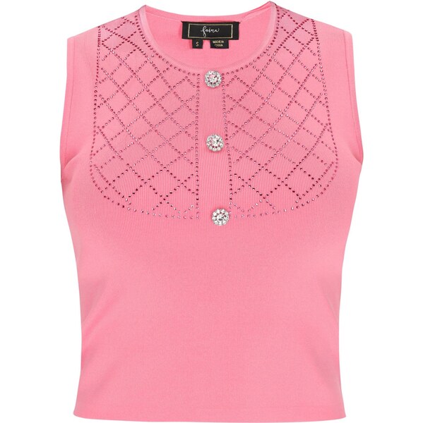 faina Vyšívaný top svetloružová / strieborná 65875702