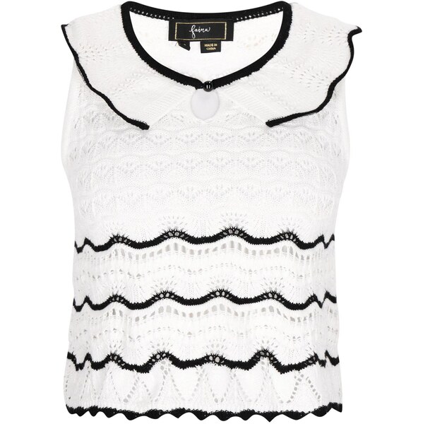 faina Vyšívaný top Fashion Look čierna / šedobiela 65875706