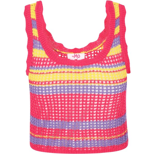 MYMO Vyšívaný top Spring Summer žltá / fialová / ružová 65876307