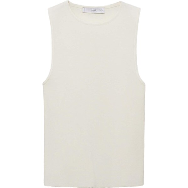 MANGO Vyšívaný top HERNAN svetlobéžová 65138407