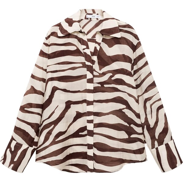 MANGO Blúzka KONI béžová / tmavohnedá 65880616