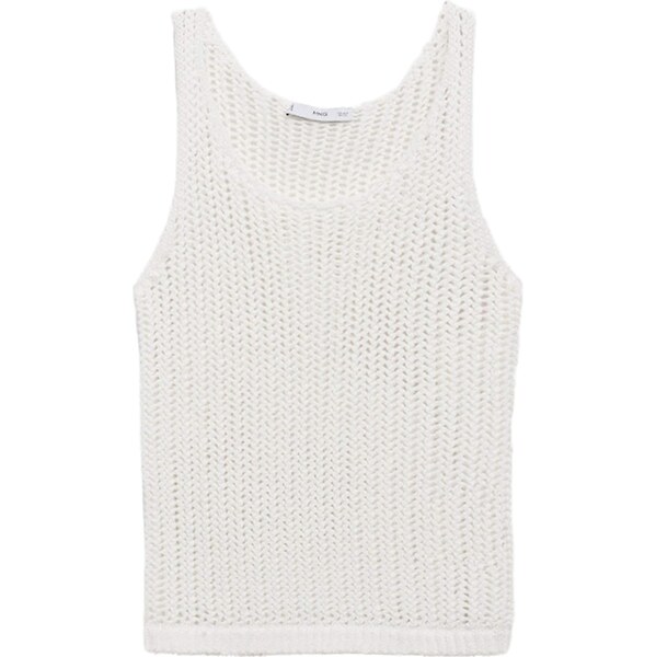 MANGO Vyšívaný top GONZALO šedobiela 65880640