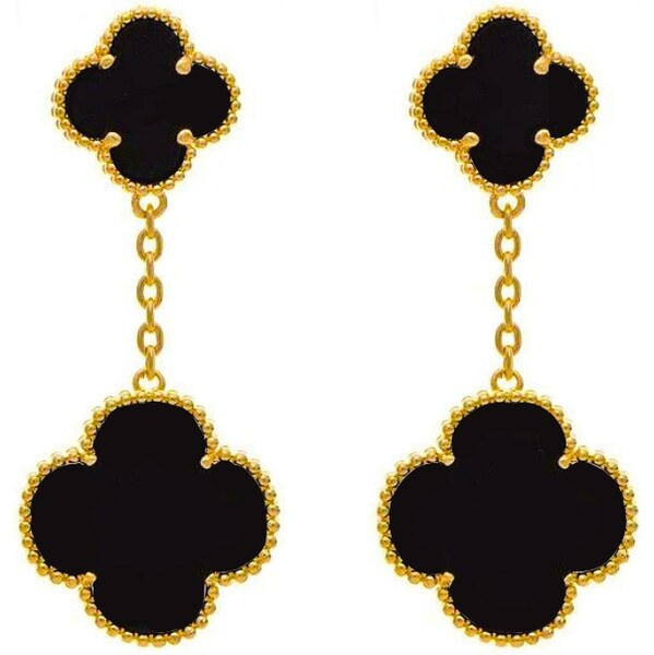 MAJYA Strieborné náušnice LUCKY MIJA black pozlátené 11834 64810859