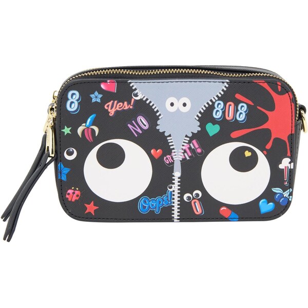 MYMO Taška cez rameno Pop Eyetheme krémová / modrosivá / svetločervená 64045397