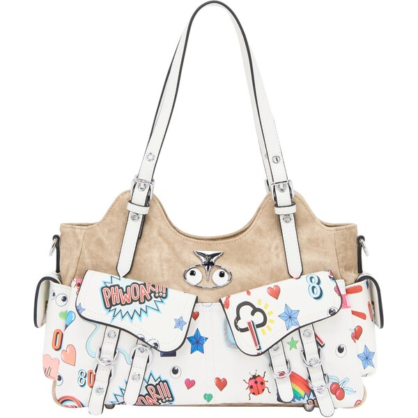 MYMO Kabelka na rameno Pop Eyetheme farba ťavej srsti / svetlomodrá / 65651997