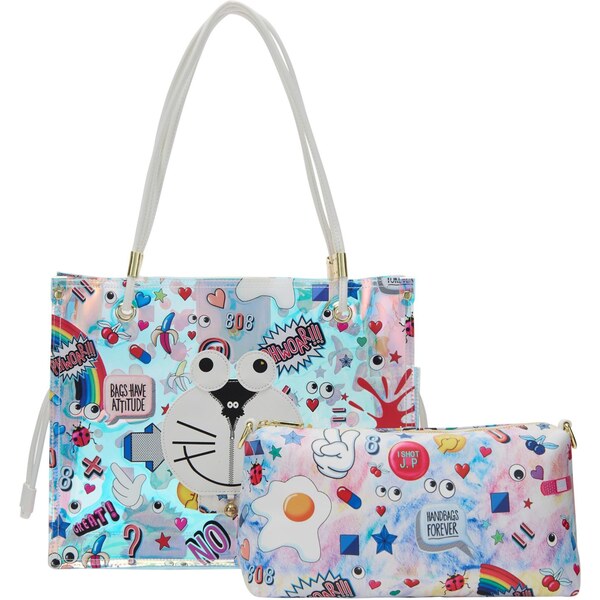 MYMO Shopper Pop Eyetheme nebesky modrá / rubínová / čierna / biela 65979638