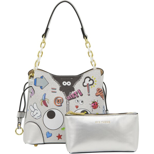 MYMO Kabelka na rameno Pop Eyetheme ružová / čierna / strieborná / 65652306