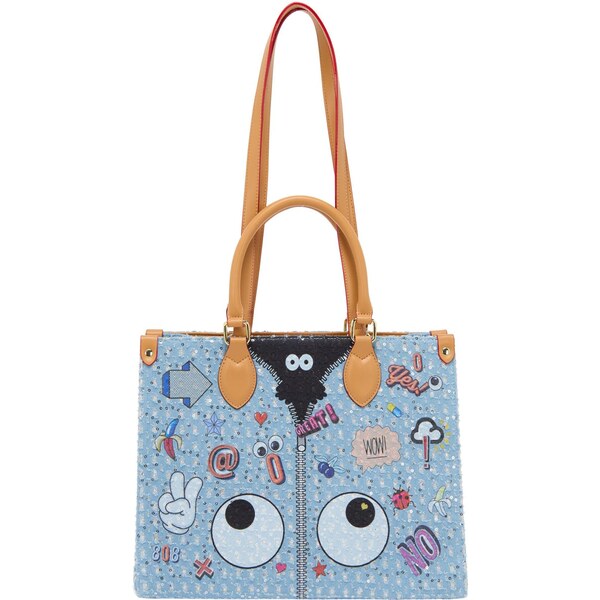 MYMO Kabelka Pop Eyetheme modrá denim / svetlomodrá / čierna / biela 65878816