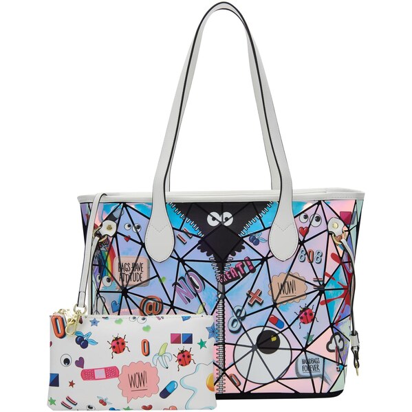 MYMO Shopper Pop Eyetheme modrá / ružová / čierna / biela 66257250