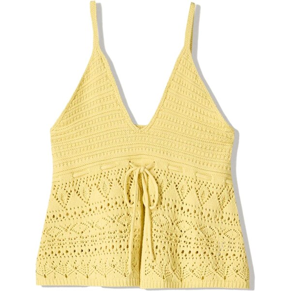 Bershka Vyšívaný top žltá 65979734