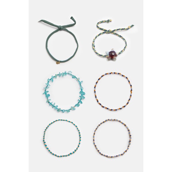 Pull&Bear Náramok tyrkysová / tmavomodrá / zlatá / nefritová 65654612