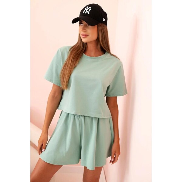 MladaModa Krátka bavlnená tepláková súprava so širokými šortkami model 64047596