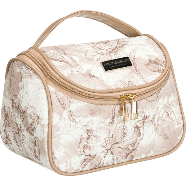 Pojemna kosmetyczka damska na podróż w beżowym kolorze - Peterson 64059371