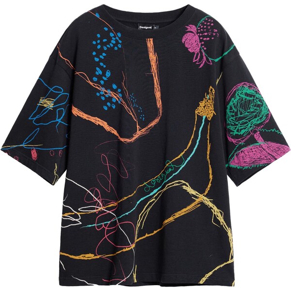 Desigual Tričko zelená / oranžová / ružová / čierna 64072080