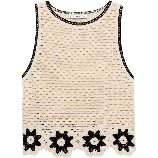 MANGO Top FLEUR nebielená / čierna 65654585