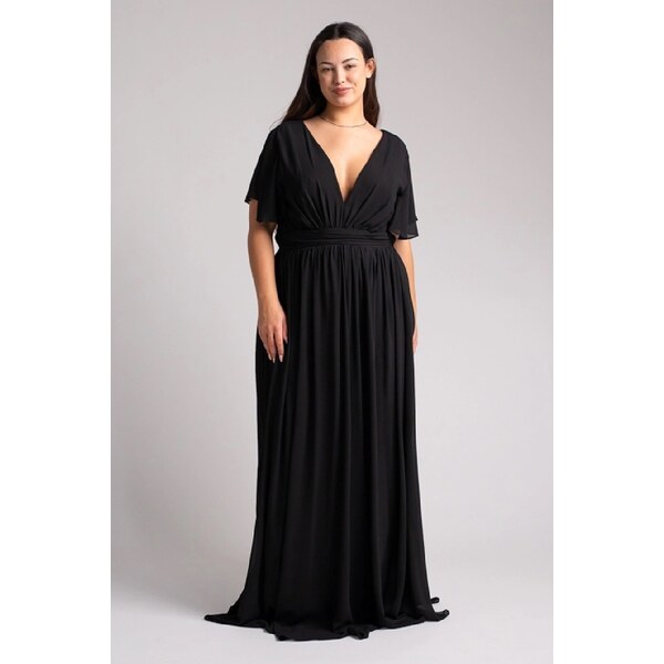 miadresses.sk Čierne šifónové šaty s voľnými rukávmi 64075570