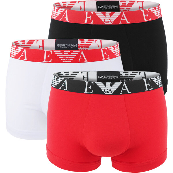 EMPORIO ARMANI - boxerky 3PACK stretch cotton nero & scooter con 64083288