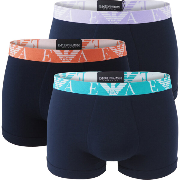 EMPORIO ARMANI - boxerky 3PACK stretch cotton blu con multicolore 64083298