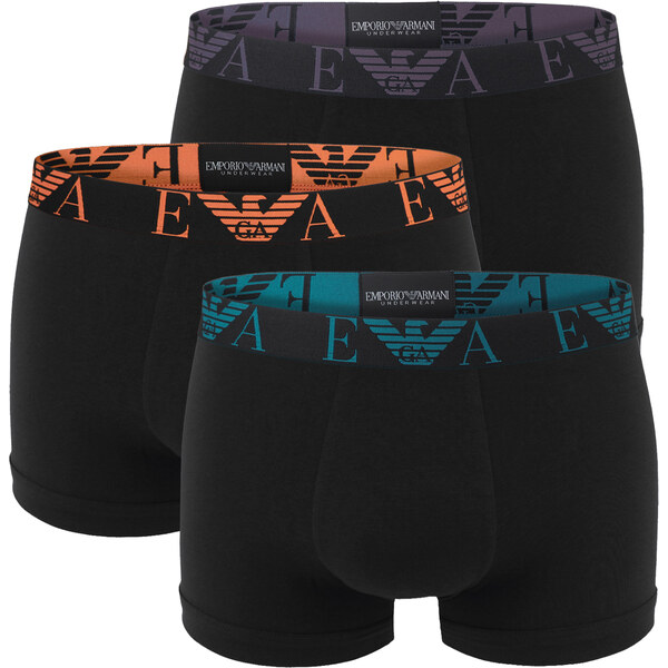 EMPORIO ARMANI - boxerky 3PACK stretch cotton nero con arancia & 64083290