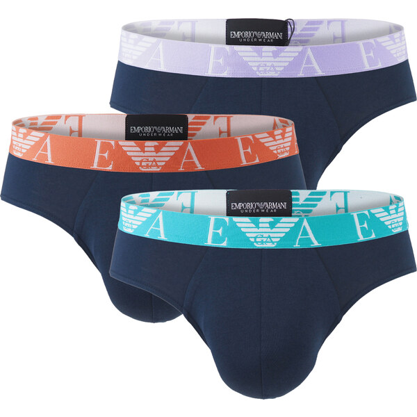 EMPORIO ARMANI - slipy 3PACK stretch cotton blu con multicolore Armani 64083300