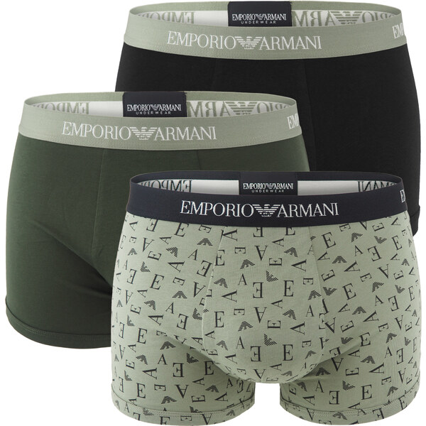 EMPORIO ARMANI - boxerky 3PACK pure cotton jersey forest con nuovo 64083295