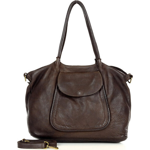 MARCO MAZZINI Kávovo hnedá kožená kabelka (v86b) 53913532