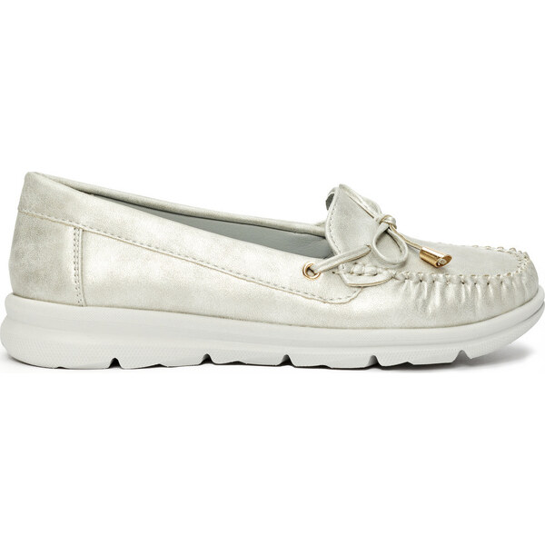 BASIC Strieborné pohodlné mokasíny z ekokože VE05S 55411727