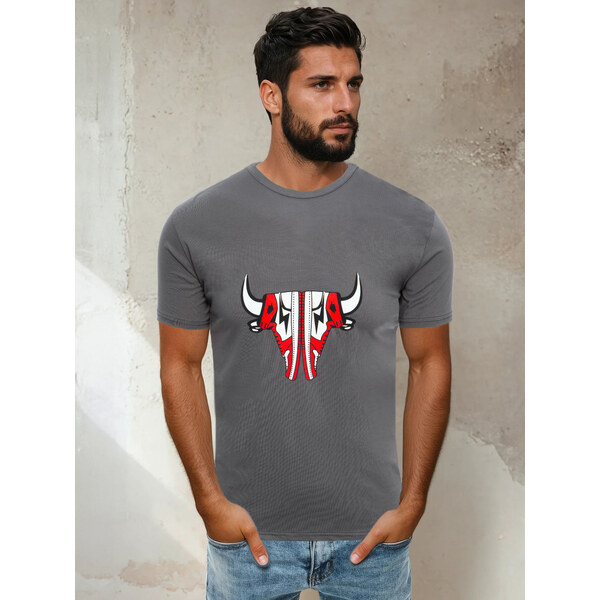 BASIC Tmavosivé tričko s potlačou tenisiek RX4931 34102657