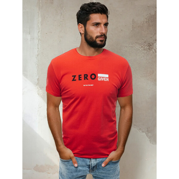 Pánske tričko s potlačou červené Dstreet RX4742 65503366