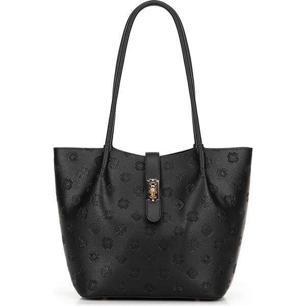 Wittchen Dámske puzdro z ekokože s reliéfnym podpisom veľké čierne 101 66066874