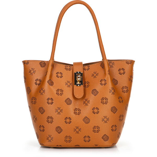 Wittchen Dámske puzdro z ekokože s reliéfnym podpisom svetlohnedé 101 66066872