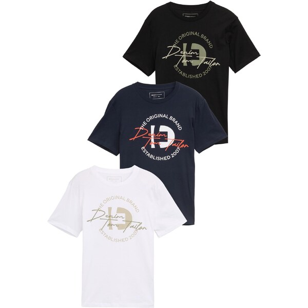 TOM TAILOR DENIM Tričko námornícka modrá / olivová / čierna / biela 63546016