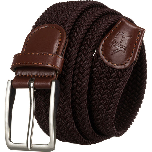 Rovicky Tmavohnedý pletený opasok so striebornou sponou R-PAR-PU-115 64109306