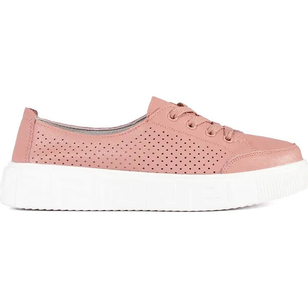 BASIC Ružové dámske dierkované kožené tenisky SP017-P 64109311
