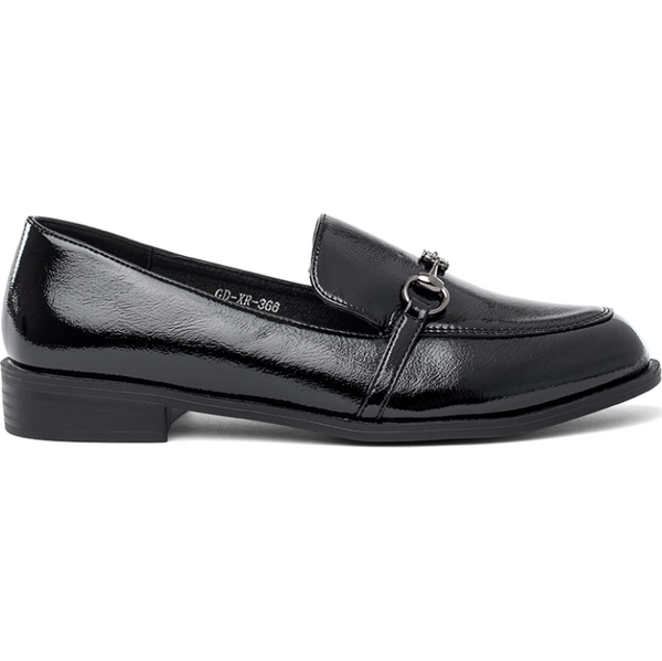 Goodin Čierne dámske lakované mokasíny s ozdobou, podpätok 3 cm GD-XR 64109321