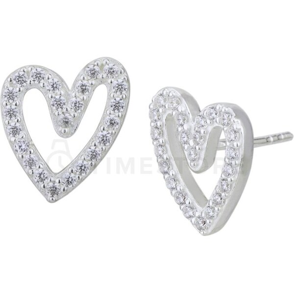 Strieborné náušnice zdobené zirkónmi, v tvare srdca TS-EA-0232 TS-EA 64111462
