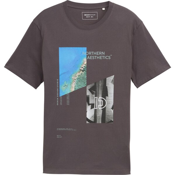 TOM TAILOR DENIM Tričko azúrová / svetlosivá / tmavosivá / biela 64114159