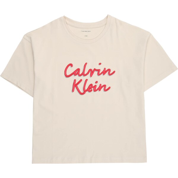 Calvin Klein Jeans Tričko sivobéžová / jasne červená / biela 64114331
