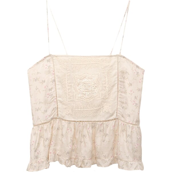 Pull&Bear Top nebielená / kaki / červeno-fialová / biela 65881392