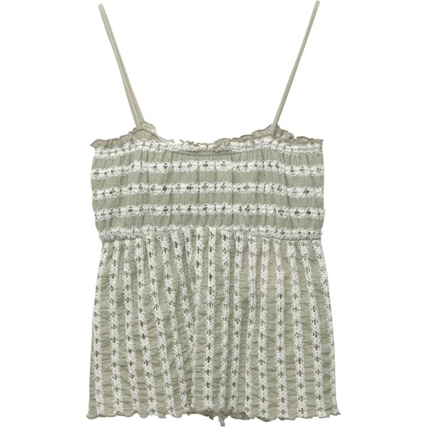 Pull&Bear Top nefritová / biela 65881427