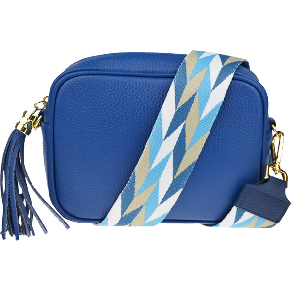 Modrá kožená talianska crossbody kabelka Bala Bluette s prídavným 64121113