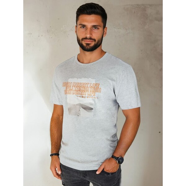 Dstreet Atraktívne šedé tričko s originálnou potlačou 50897487