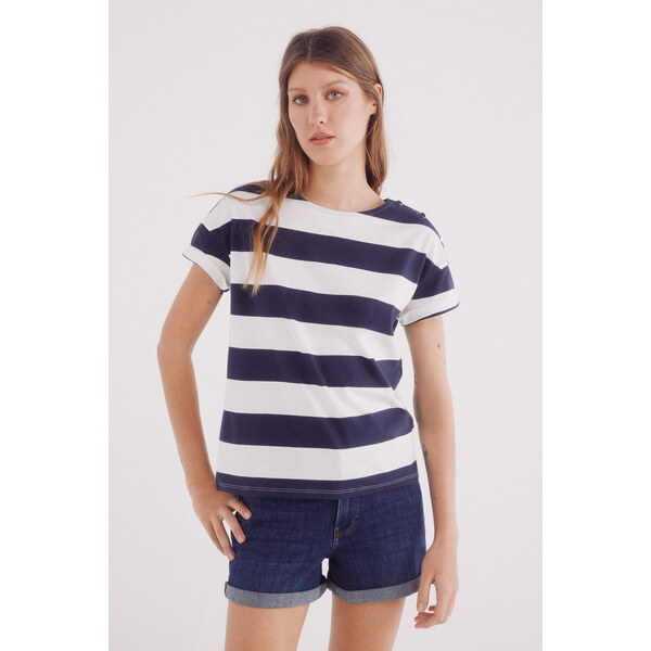 SPRINGFIELD Dámske pruhované tričko s detailom gombíkov 64121334
