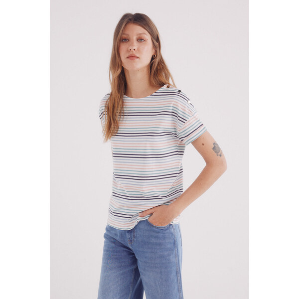 SPRINGFIELD Dámske pruhované tričko s detailom gombíkov 64121336
