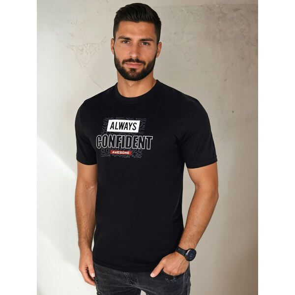 BASIC Čierne tričko s potlačou ALWAYS CONFIDENT RX5407 49971486