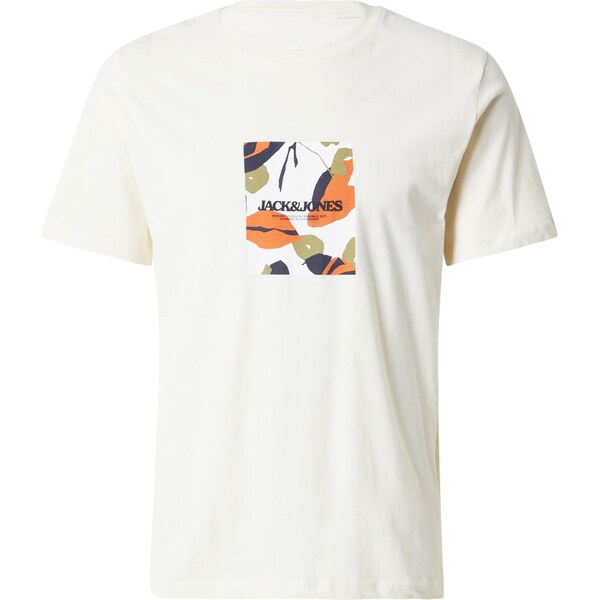 JACK & JONES Tričko olivová / oranžová / čierna / biela ako vlna 64131589