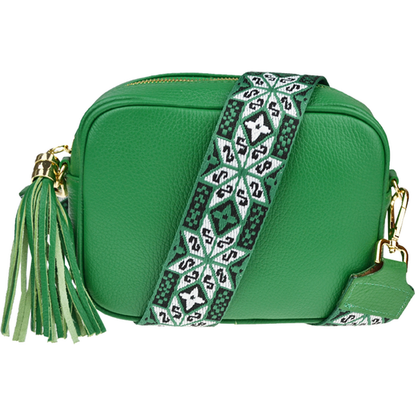 Zelená kožená talianska crossbody kabelka Bala Verde s prídavným 64133015